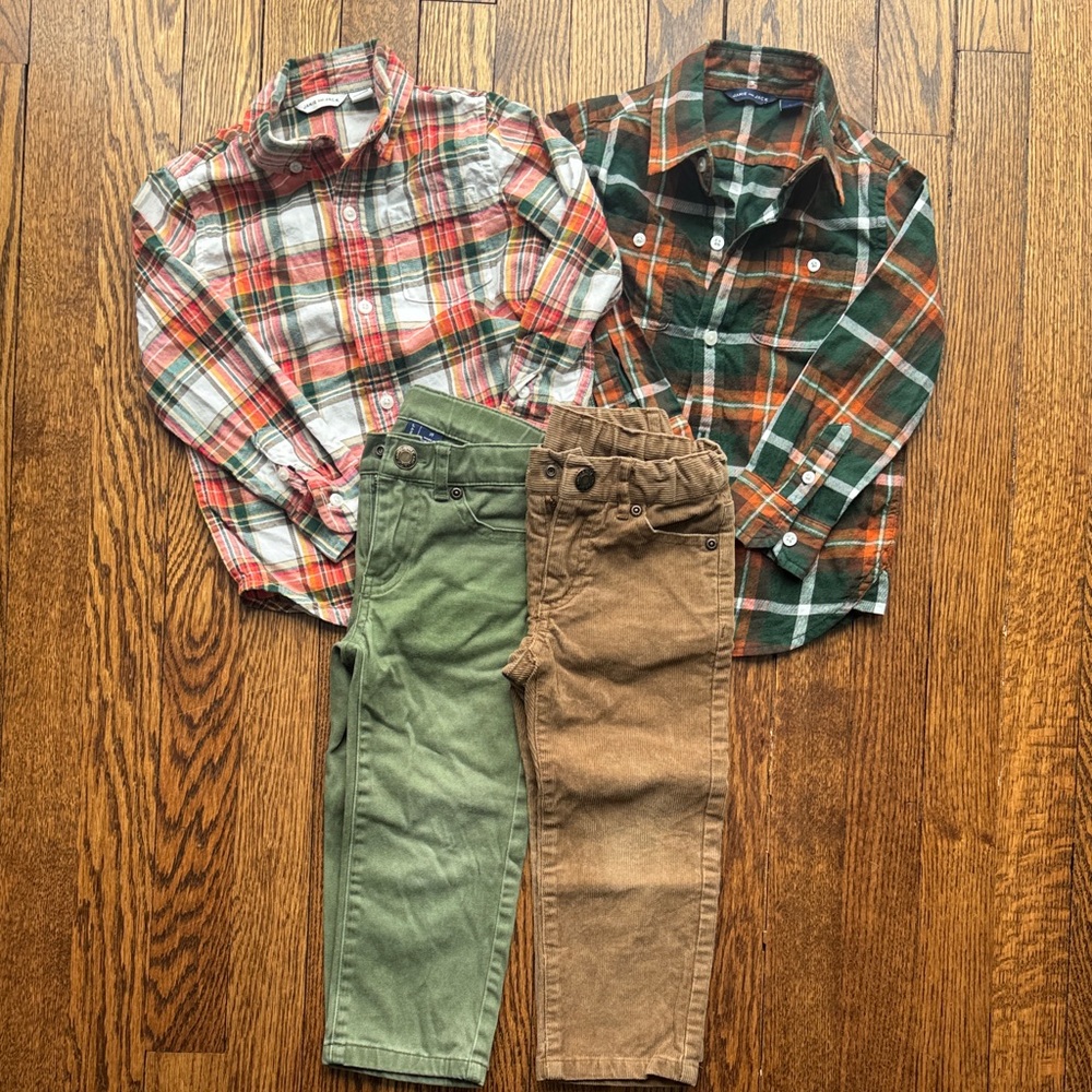 Janie and Jack set - 2 Plaid Long Sleeve Shirts & 2 Pants